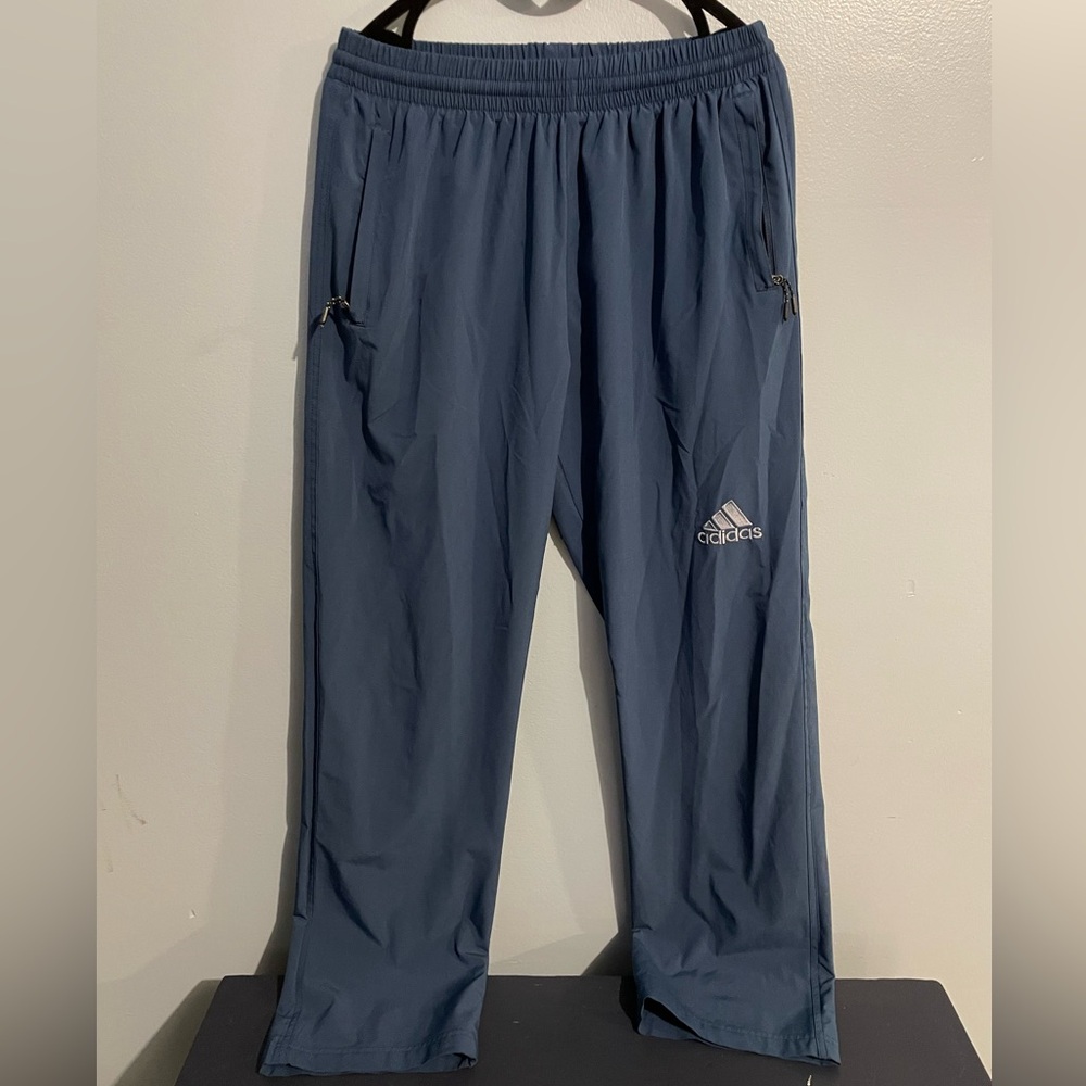 Adidas dri-fit pants in blue/ grey color in large
